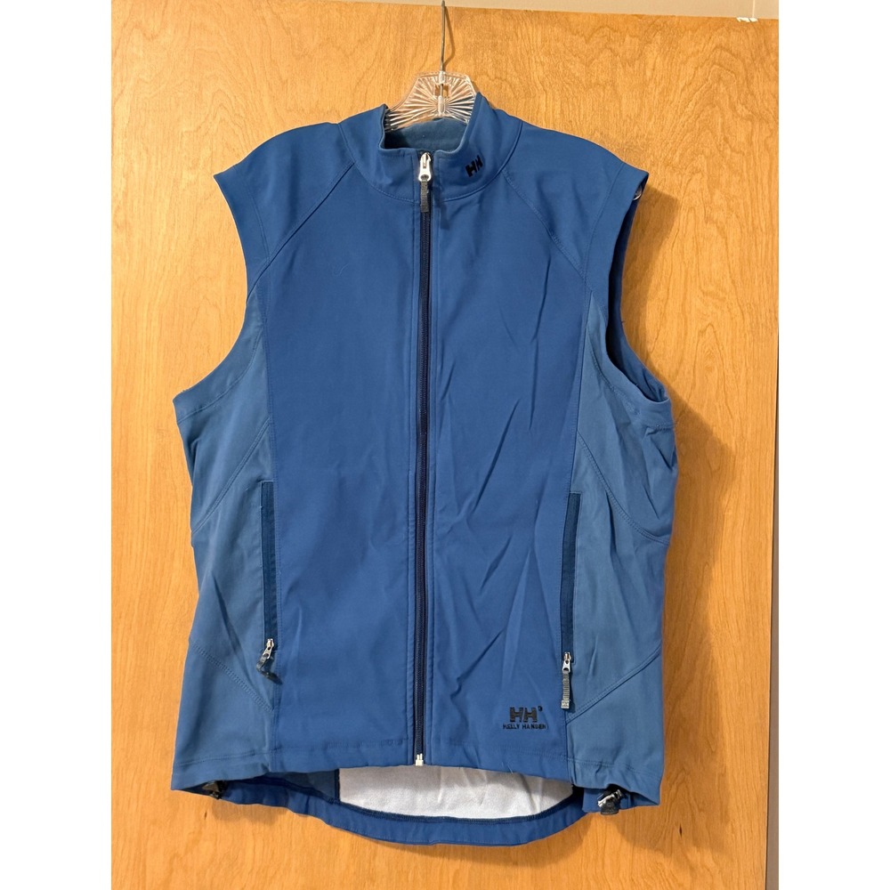 Helly Hansen Blue Softshell Full Zip Vest‎ Womens L Fleece Lined Outdoor Hiking